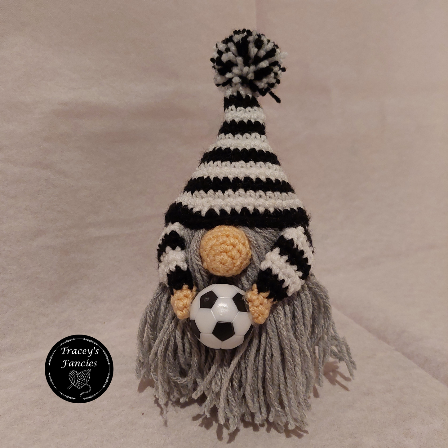 Black and white football gnome shelf sitter collectable