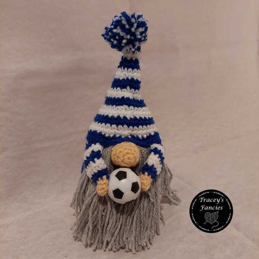 Blue and white football gnome shelf sitter collectable