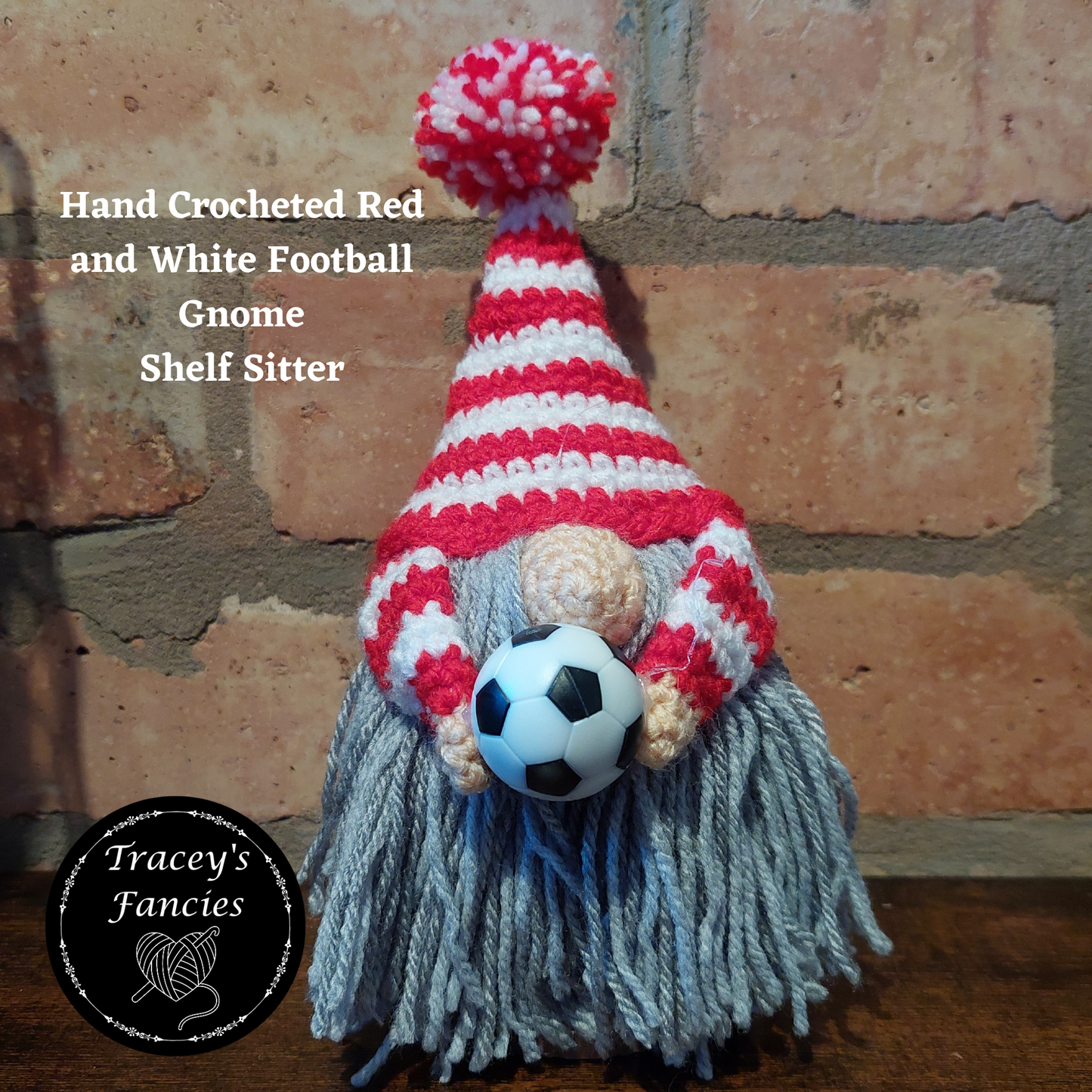 Red and white football gnome shelf sitter collectable
