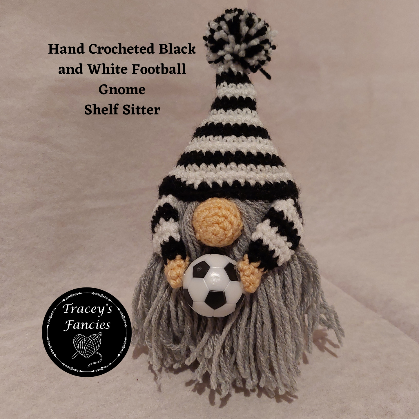 Black and white football gnome shelf sitter collectable