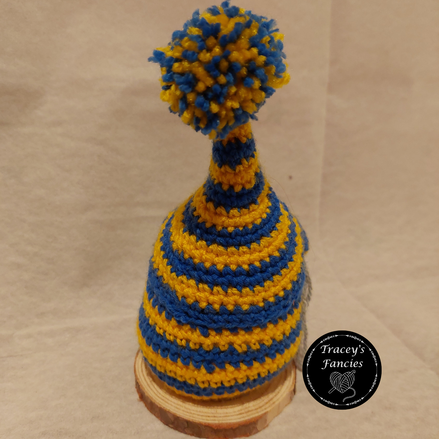 Blue and golden yellow football gnome shelf sitter collectable