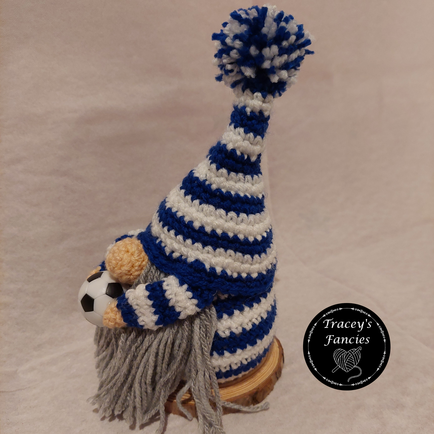 Blue and white football gnome shelf sitter collectable