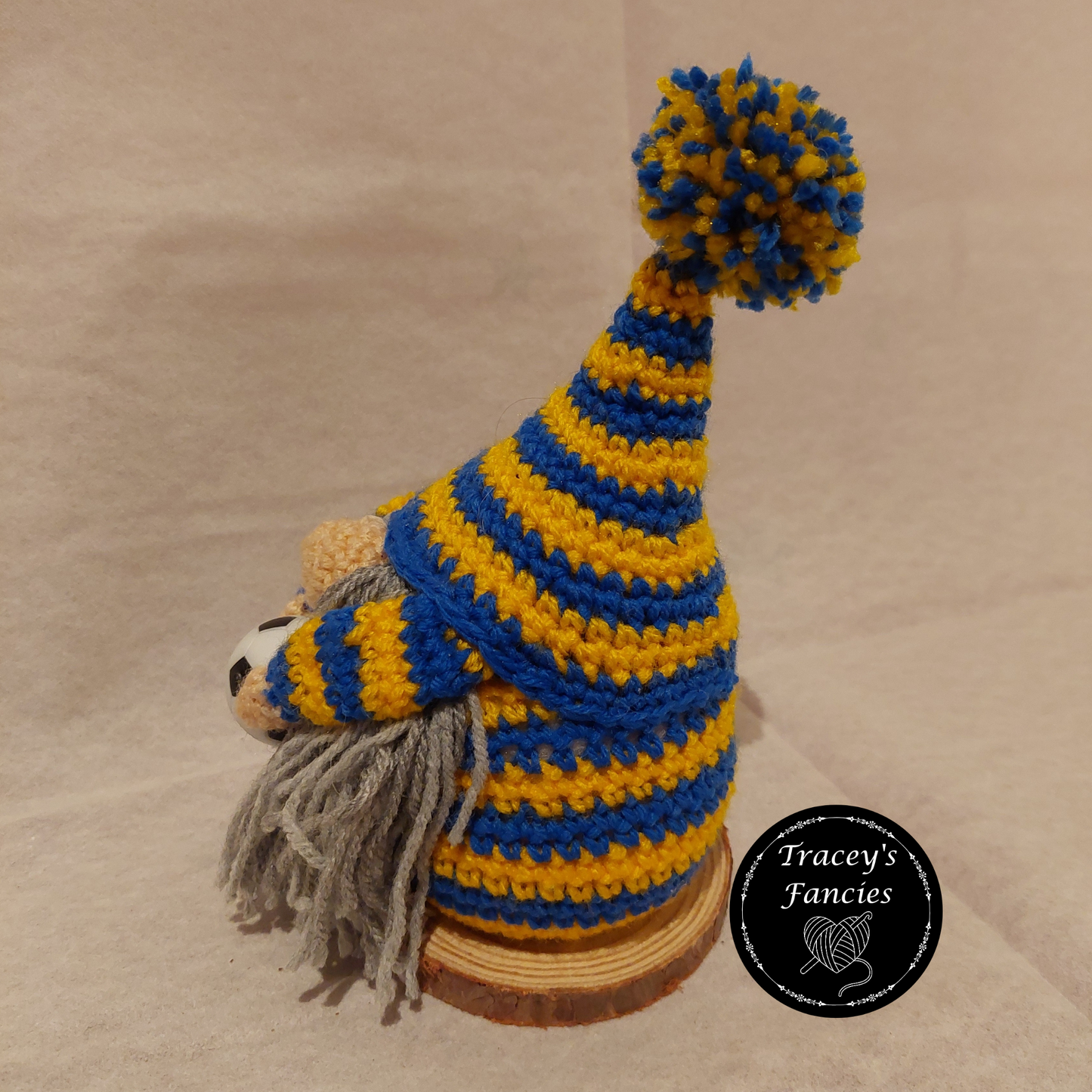 Blue and golden yellow football gnome shelf sitter collectable